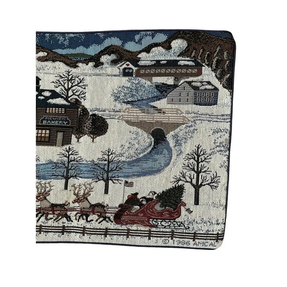 Charles Wysocki tapestry table santa's Coming to Town vintage 1986 AMC A L